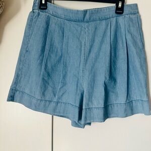 Light Blue Women's Pleated Casual Shorts Ophelia Roe.